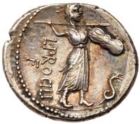 L. Procilius. Silver Denarius (3.97 g), 80 BC EF - 2