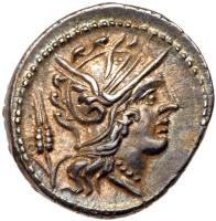 L. Julius L.f. Caesar. Silver Denarius (4.06 g), 103 BC EF