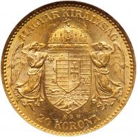 Hungary. 20 Korona, 1898-KB NGC MS61 - 2