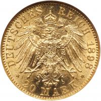 German States: Prussia. 20 Marks, 1898-A ANACS MS62 - 2