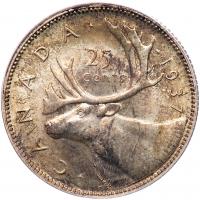 Canada. Matte Specimen 25 Cents, 1937 PCGS Specimen 65 - 2