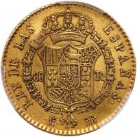 Spain. 80 Reales, 1822-SR (Madrid) PCGS EF40 - 2