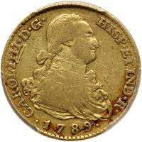 Spain. 2 Escudos, 1789-MF (Madrid) PCGS VF30