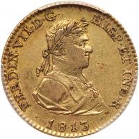 Spain. 2 Escudos, 1813-GJ (Madrid) PCGS AU50