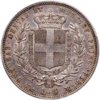 Italian States: Sardinia. 5 Lire, 1851-P (Genoa) PCGS About Unc - 2