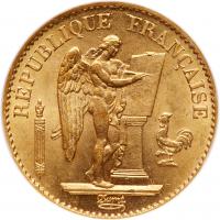 France. 20 Francs, 1886 NGC MS65