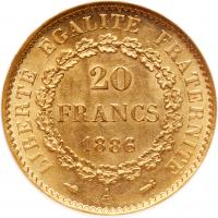 France. 20 Francs, 1886 NGC MS65 - 2