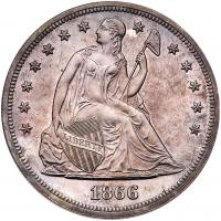 1866 Liberty Seated $1. Motto PCGS Proof 64