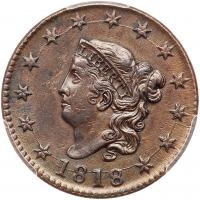 1818 Coronet Head 1C PCGS AU Details