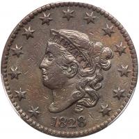 1828 Coronet Head 1C. Lg Narrow Date PCGS EF Details