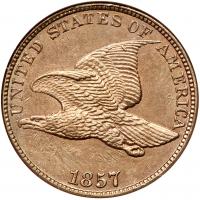 1857. Flying Eagle, Repunched Date