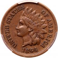 1864 Indian Head 1C. Bronze, with L PCGS EF45