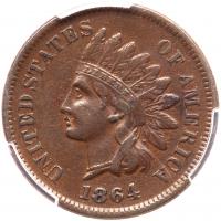 1864 Indian Head 1C. Bronze, with L PCGS EF40