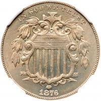 1876 Shield 5C NGC MS64