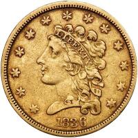 1836 $2.50 Classic Head. Block 8 PCGS EF40