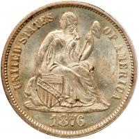 1876 Liberty Seated 10C PCGS MS64