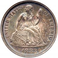 1883 Liberty Seated 10C ANACS MS64