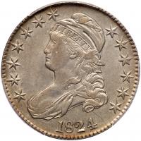 1824 Bust 50C PCGS AU53