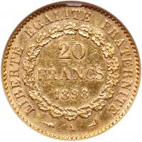 France. 20 Francs, 1898-A ANACS EF40 - 2