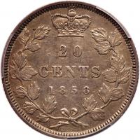 Canada. 20 Cents, 1858 PCGS EF45