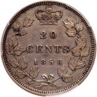 Canada. 20 Cents, 1858 PCGS EF - 2