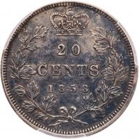 Canada. 20 Cents, 1858 PCGS EF - 2