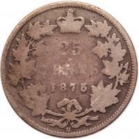 Canada. 25 Cents, 1875 AG - 2