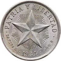 Cuba. Star Peso, 1934 PCGS About Unc