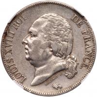 France. 5 Francs, 1823-A NGC About Unc