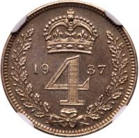 Great Britain. Maundy Set, 1937 NGC Proof 64 - 2