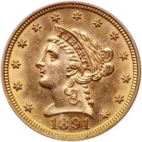 1891 $2.50 Liberty PCGS MS62