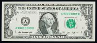 $1 FRN 2013 s/n A90000009B