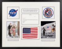 APOLLO 15: Flown Flag Carried to the Lunar Surface by Dave Scott Presented to his Wife Anne Lurton Scott in a Framed Presentatio