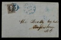 5Â¢ red brown on 1848 Baltimore Folded letter