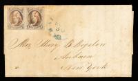 5Â¢ red brown Horizontal Pair On Cover