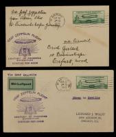 1933, 50Â¢ Zeppelin Group Of 2 Akron Flight Covers To Germany & Spain