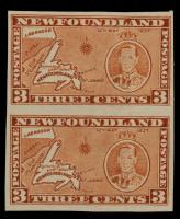 Newfoundland 1937 3Â¢ George VI Imperf Pair Die II