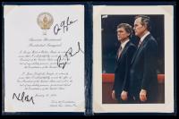 Bush, George H.W., Dan Quayle, and Neil Bush Signed Presidential Inaugural Invitation Housed in Original Inauguration Folio