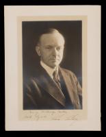 Coolidge, Calvin 30th President : Oversized Double Weight Sepia Toned Portrait Photo Inscribed and Signed