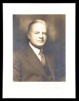 Hoover, Herbert Clark 31st President: Oversized, Double Weight Sepia Toned Portrait Photo, Boldly Signed by Hoover