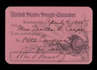 Kennedy, John F: Rare Hand-Signed US Senate Chamber Pass Signed April 4, 1955