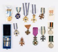 Assorted Worldwide Medals: Order of Leopold, Croix de Guerre, Seven (7) German-Bavarian Orders of Merit, Merenti 1866, 14 Medals