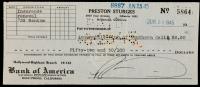 Scarce Signed Check by Acclaimed and Much Beloved Director, Preston Sturgess