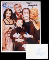 Pop-Culture Landmarks of Television: George Reeves, SUPERMAN, Signed 3 x 5" Card and Cast Signed Color Still of all Five Munster