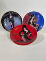 Elvira Mistress of the Dark Collectible Plates Editions 1-3 "Night Rose" "Red Velvet" and "Mistress of the Dark" (1986-1