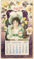 Coca-Cola: Rare 1901 Hilda Clark Calendar in Choice, Near-To-Mint Condition, January-December Pad, Stunning Colors.