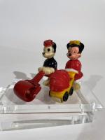 Mickey and Minnie Ramp Walkers ca. 1950s Minnie Pushing Carriage, Mickey Pushing Roller