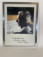 Charles M. Schulz: Wonderful Color Portrait with Bold, Open Inscription and Signature with Date. Plus Peanuts Licensed Product G