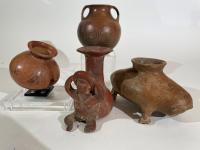 Pre-Columbian Pottery: Fine Collection of Colima Pottery of Male Figure on Vessel, a Panamanian Gopher/Pig Shaped Vessel, Plus T