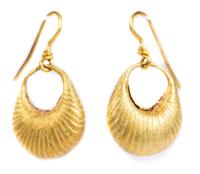 Pair of Roman High Karat Yellow Gold, Bulbous Shell Earrings, 2nd Century AD